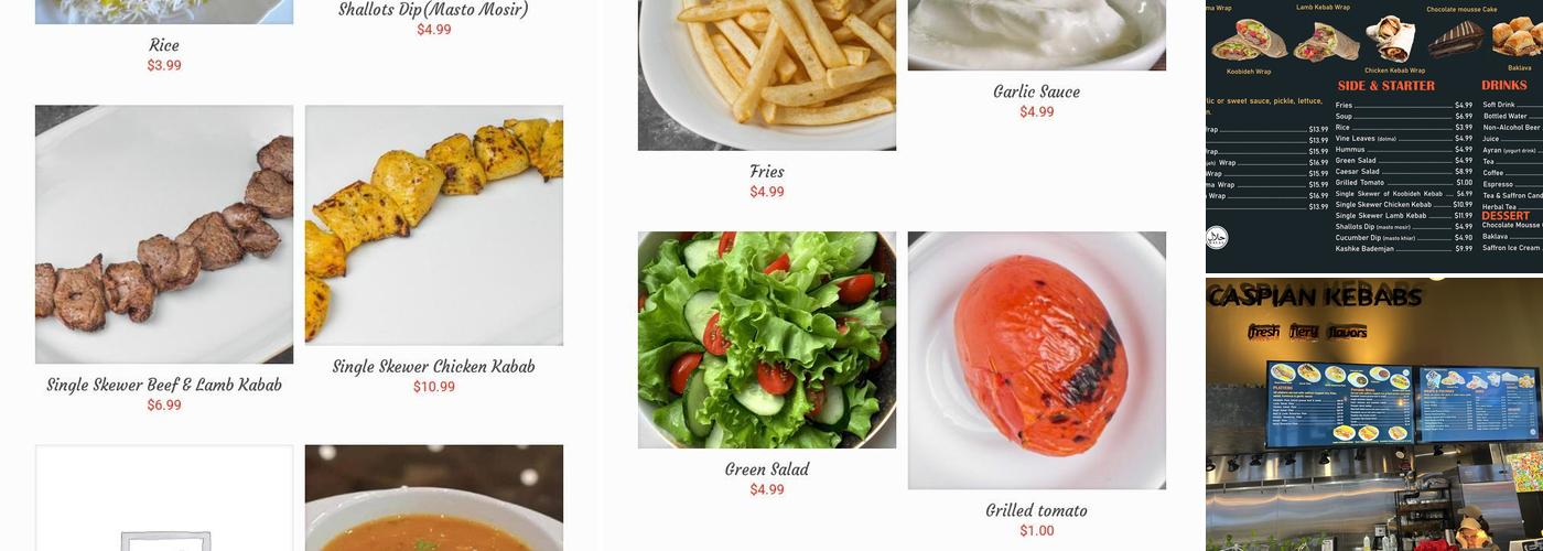 Caspian Kebabs - Persian & Mediterranean Cuisine Menu