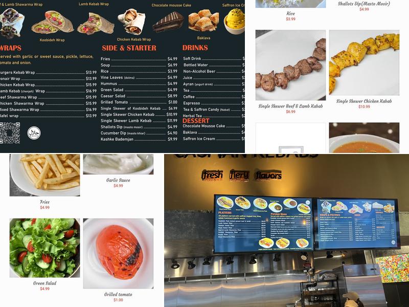 Caspian Kebabs - Persian & Mediterranean Cuisine Menu