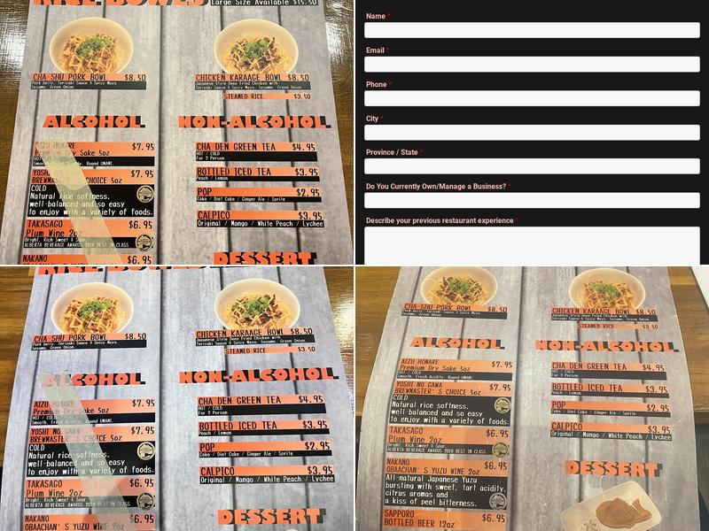 Ramen Arashi Calgary Menu