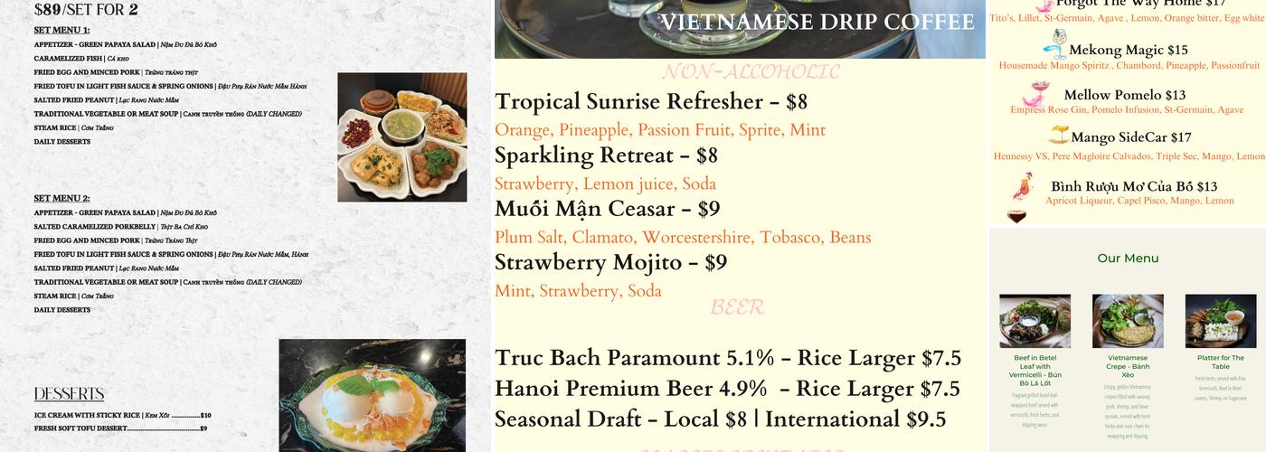 Hanoi Old Quarter Vancouver Menu