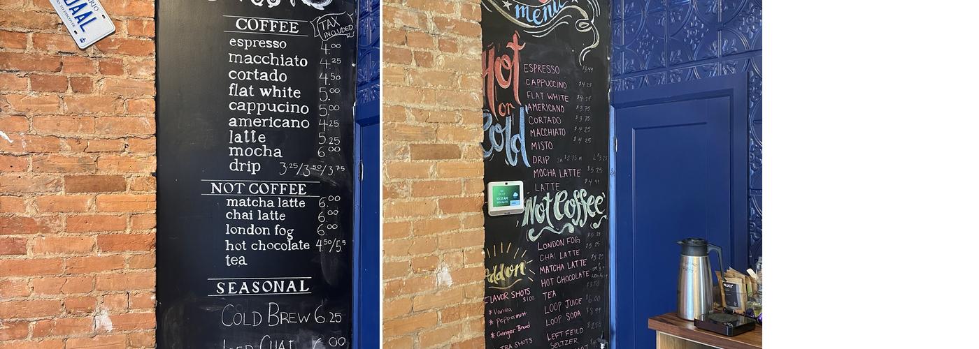 Pedaal Coffee + Bikes Menu