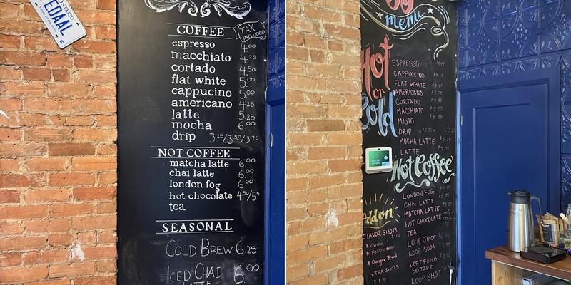 Pedaal Coffee + Bikes Menu