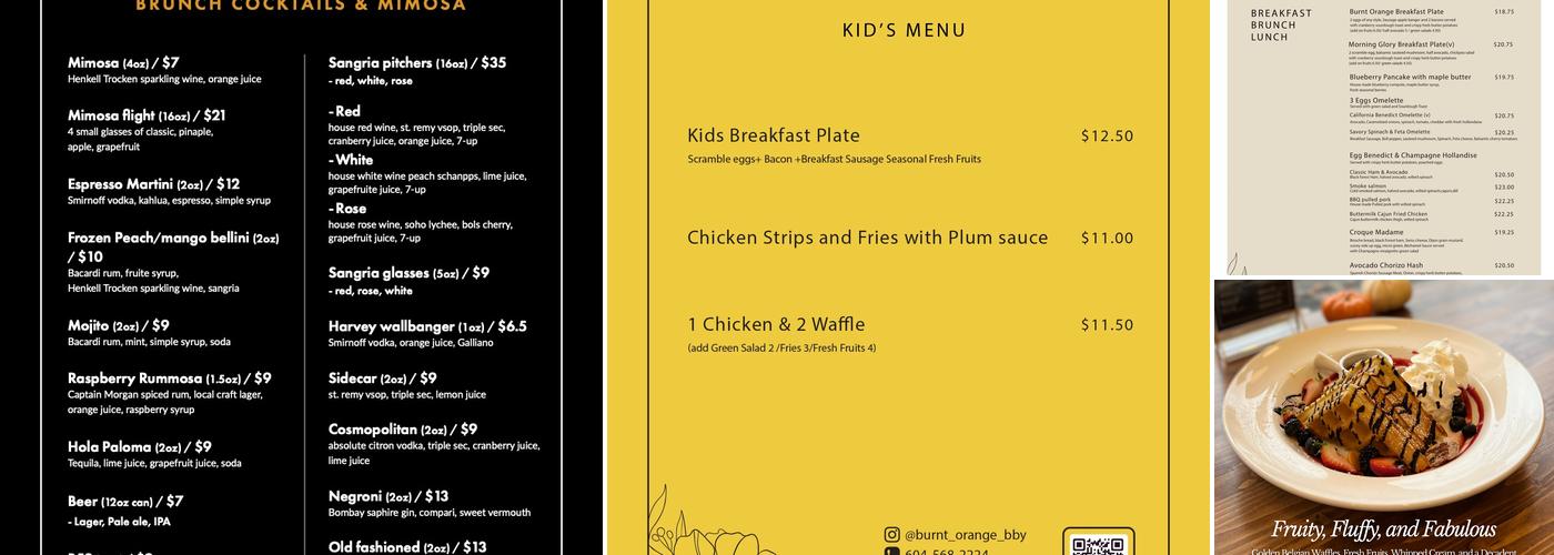 Burnt Orange Cafe + Bistro Menu