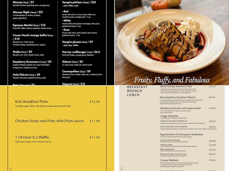 Burnt Orange Cafe + Bistro Menu