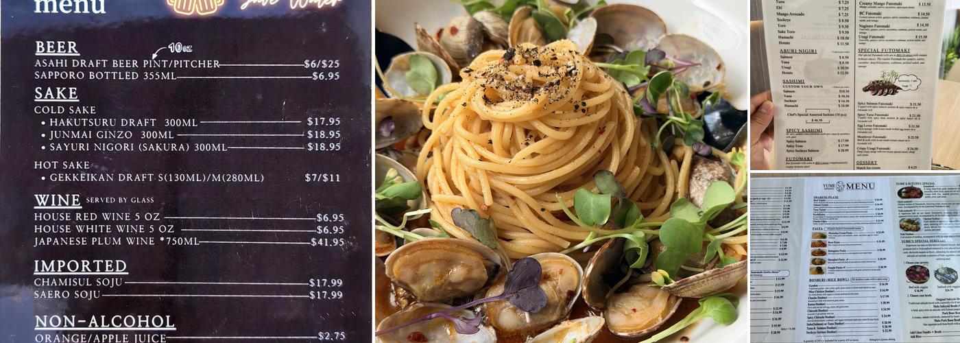 Yume Dining Menu