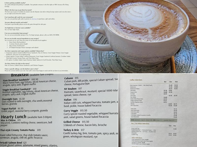 Combine Cafe & Bar Menu