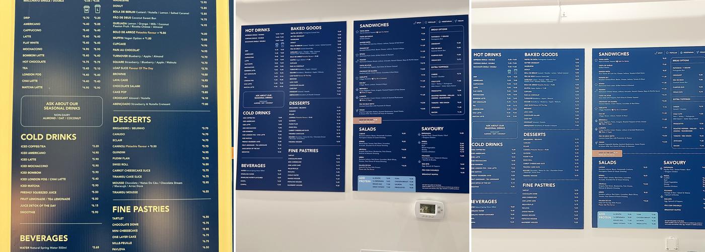 Bom Dia Cafe and Bakery Menu