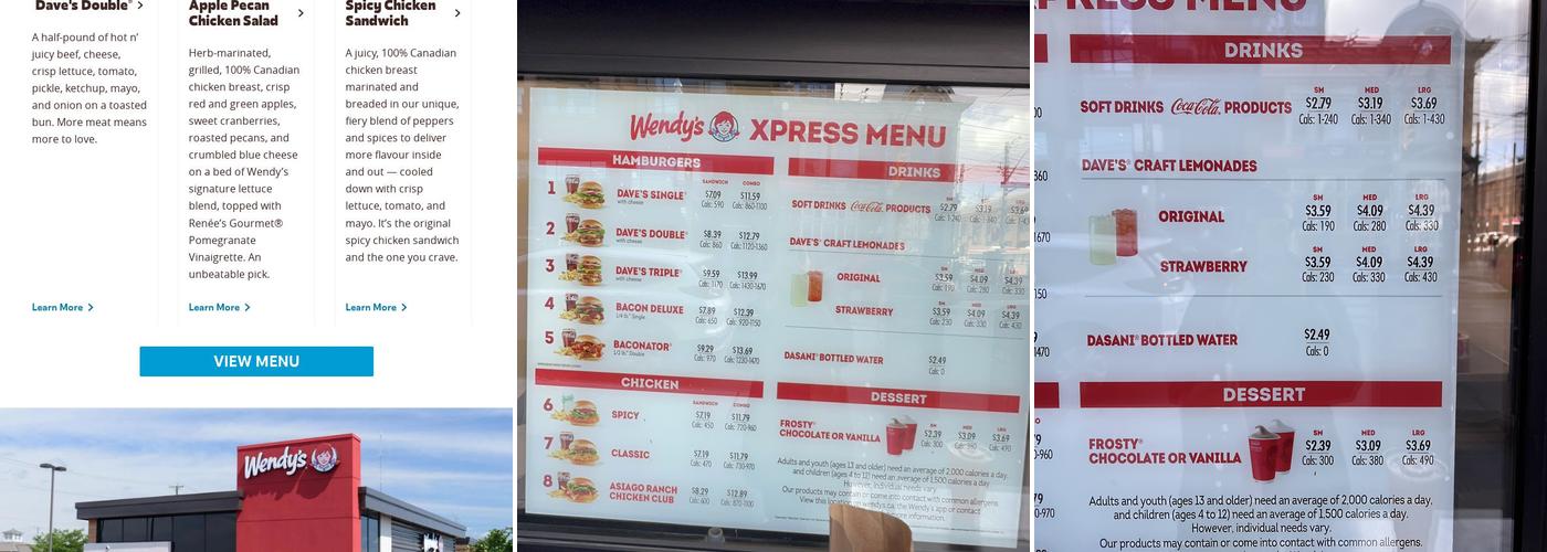 Wendy's Menu