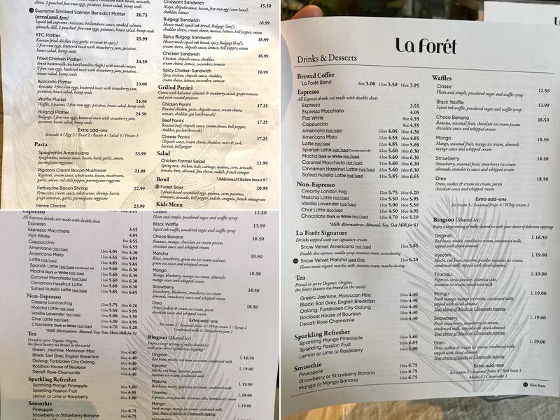La Forêt Austin Menu