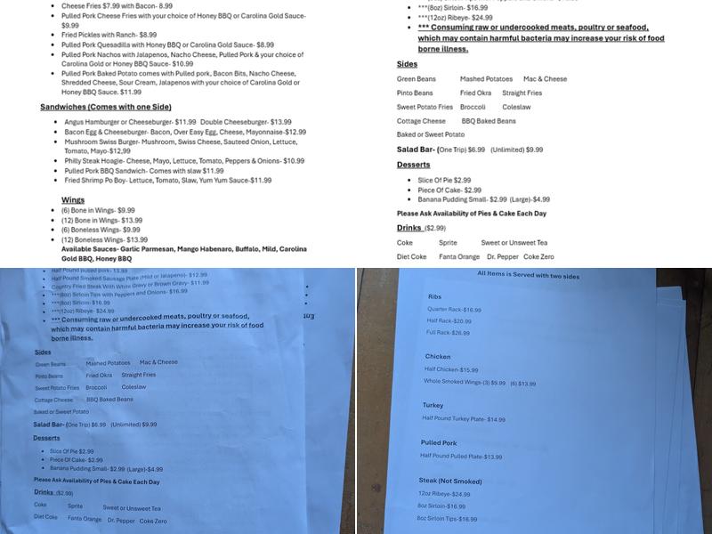 The Iron Skillet Menu