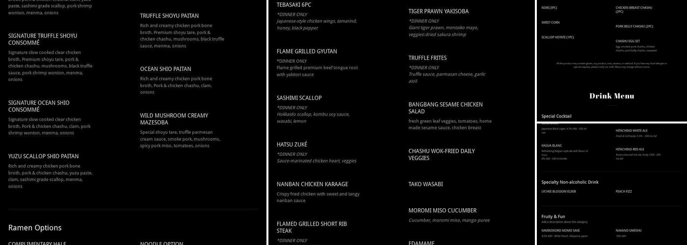 Ramen x Remix Ramen&Bar Menu