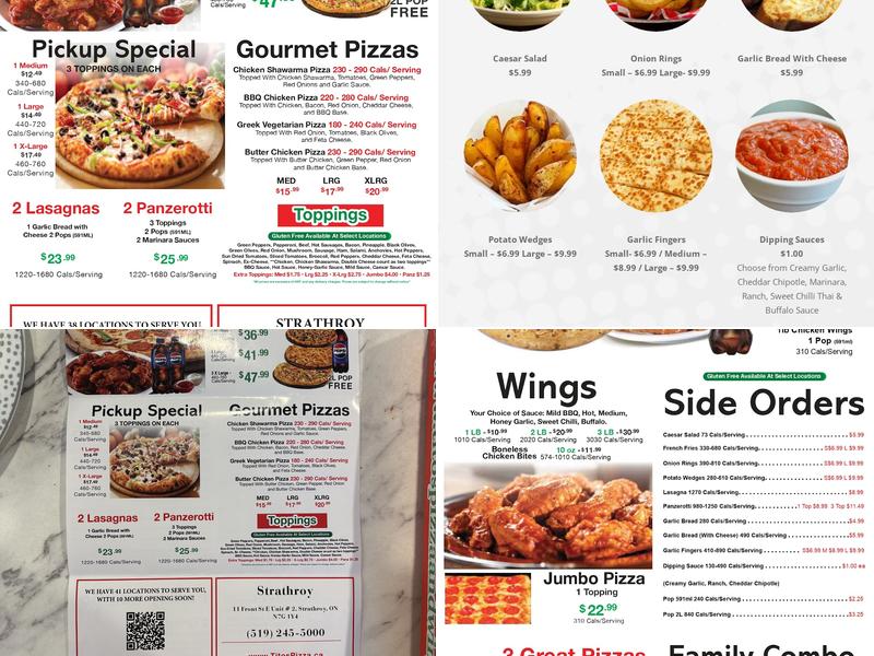 Tito's Pizza and Wings Strathroy Menu
