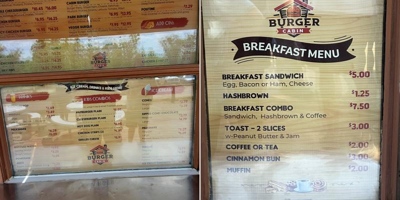 Burger Cabin Menu