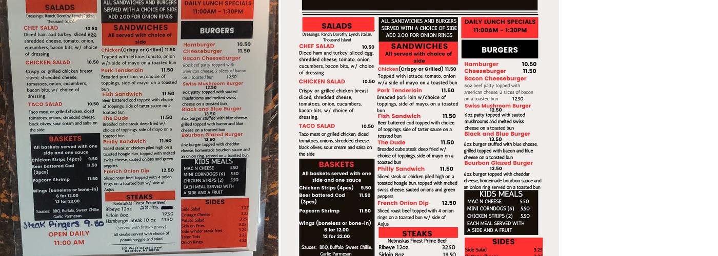 Micheal J's Bar and Grill Menu