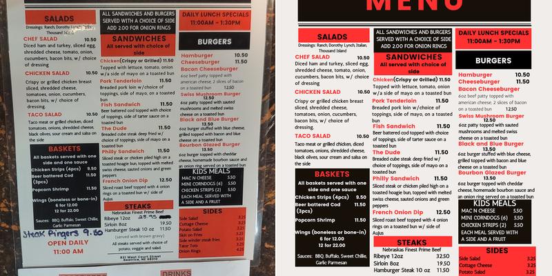 Micheal J's Bar and Grill Menu