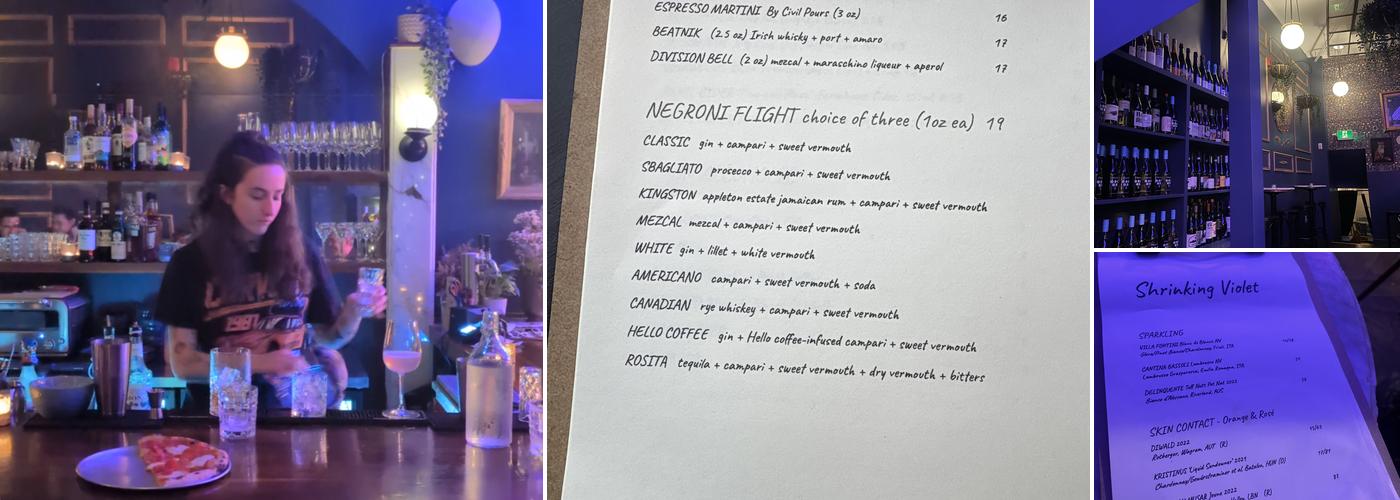 Shrinking Violet Menu