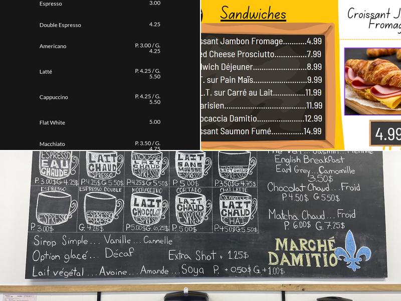 Le Marché Damitio Menu