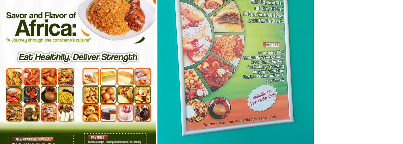 Fola Bakery and African Kitchen Menu