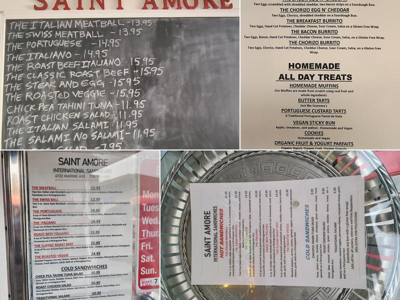 Saint Amore International Sandwiches Menu
