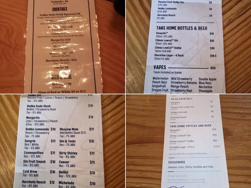 Rocky Point Spirits Menu