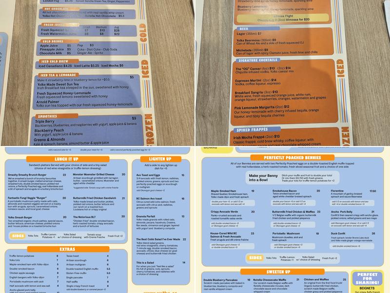 Yolks Menu