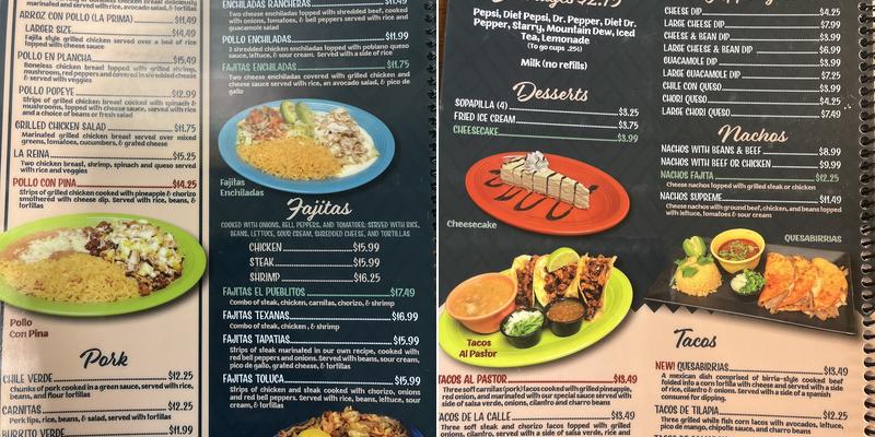 El pueblito Menu