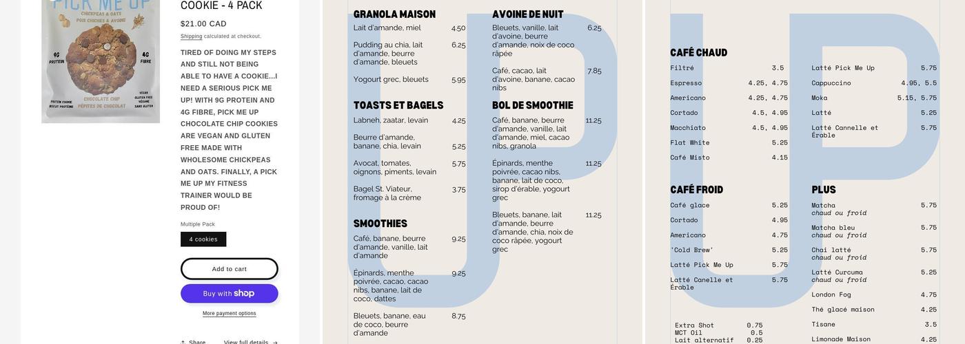 Le Cafe Pick Me Up Menu