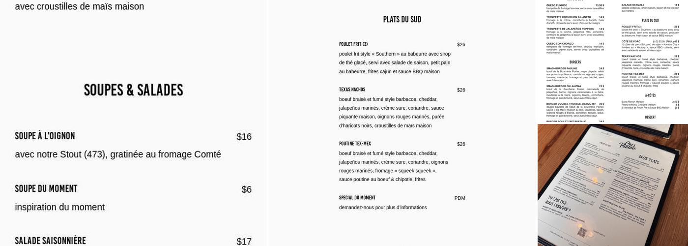 Pub Chez Pauline Menu
