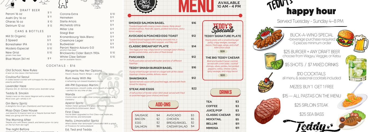 Teddy Beer Menu