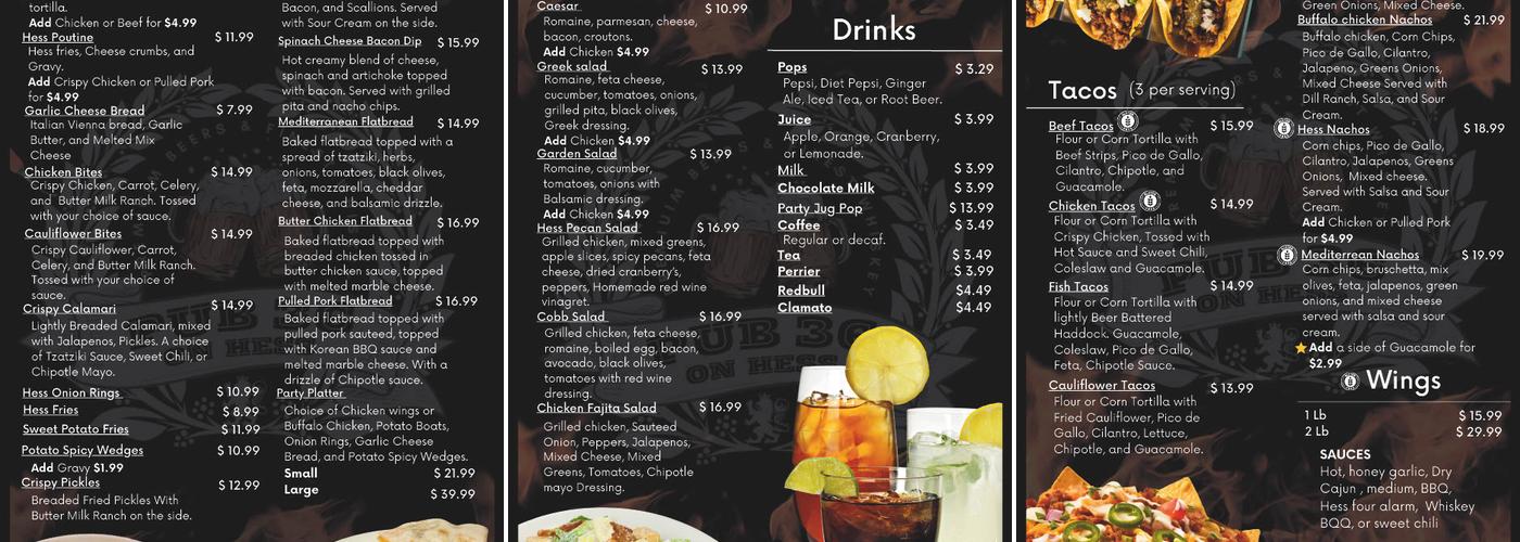 Pub 36 on Hess (Bar and Grill) Menu