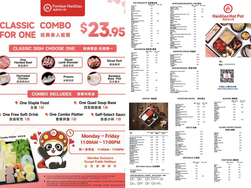 Fondue Haidilao Menu