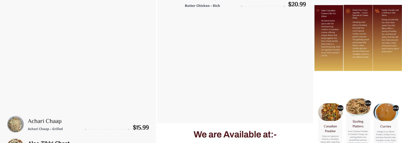 Spice and Sizzle Menu