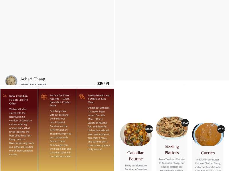 Spice and Sizzle Menu