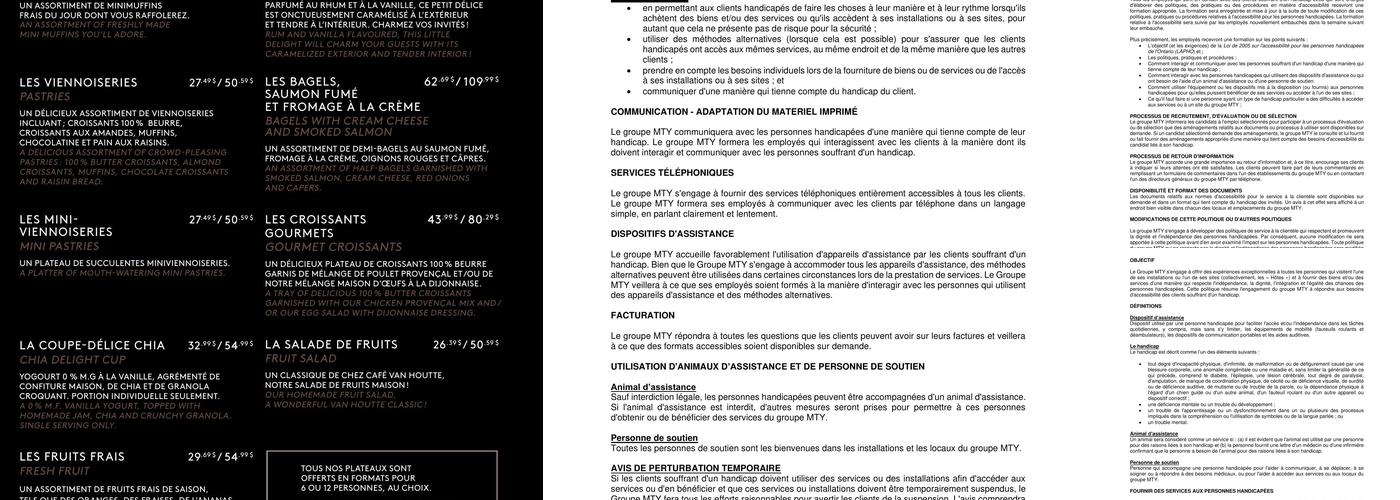 Café Van Houtte Menu