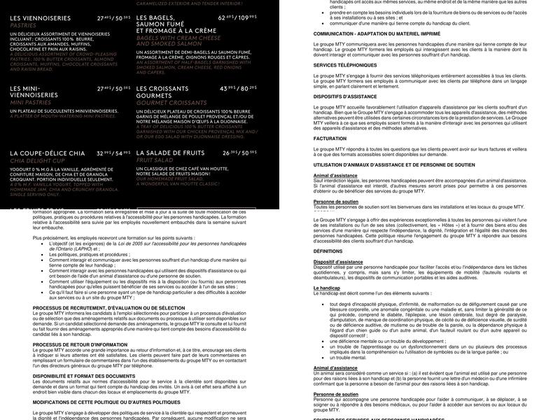 Café Van Houtte Menu