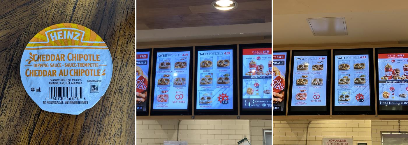 Mr.Pretzels Vaughan Mills Menu