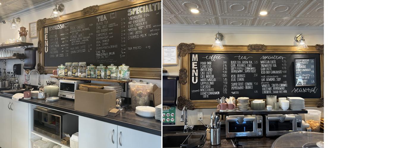 Studio Yarmouth Coffee Shop Menu