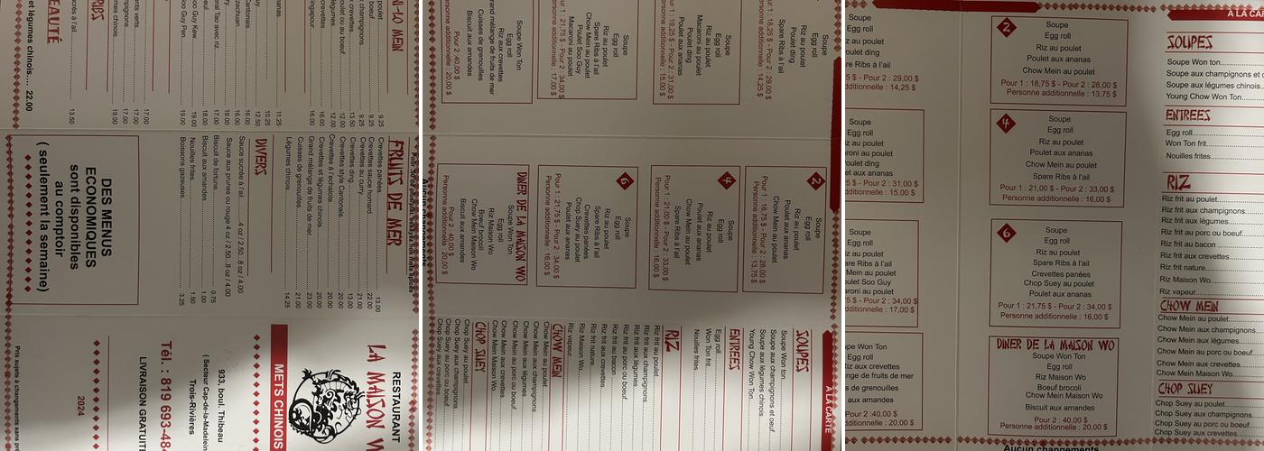 La Maison Wo Menu
