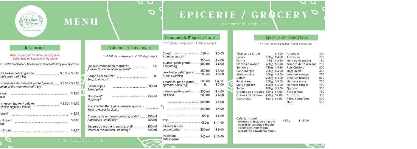 Café La Place Commune Menu