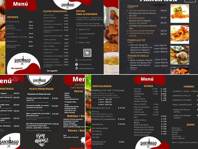 Santiago Café Restaurant Menu
