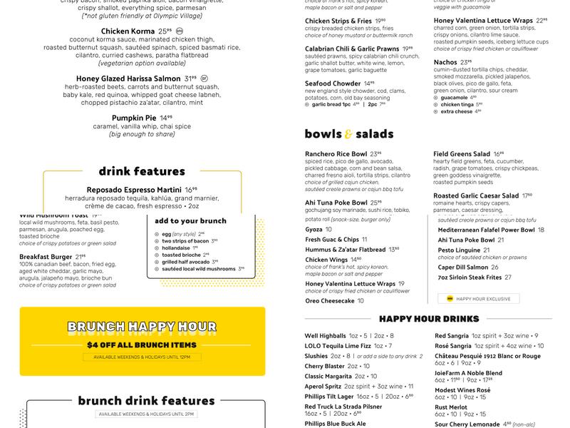 Tap & Barrel • Willowbrook Menu