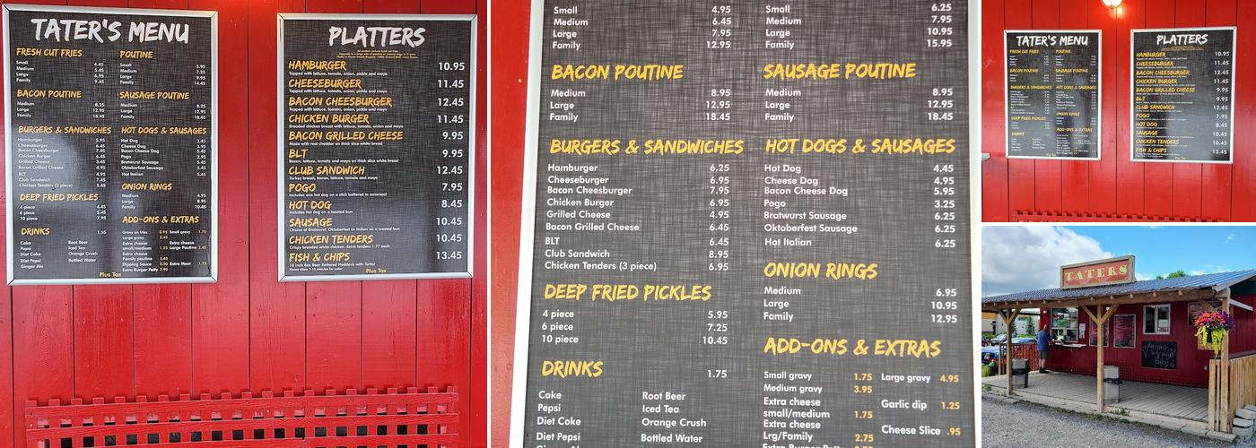 Taters Menu