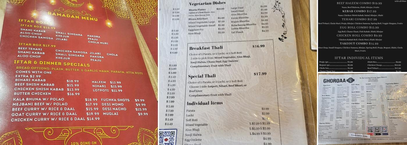 Ghoroaa Kennedy Menu