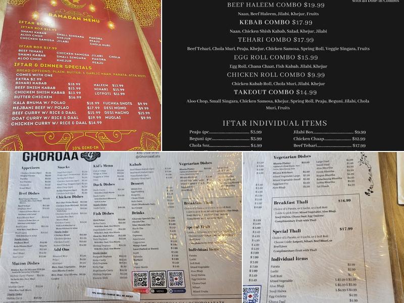 Ghoroaa Kennedy Menu