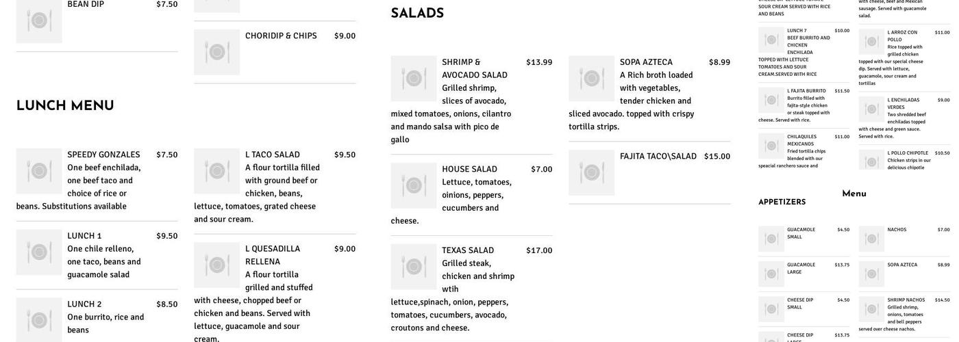 Los Potrillos Mexican Restaurant Menu