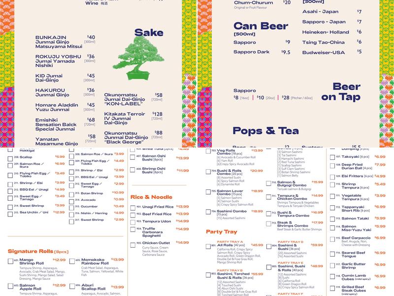 MOMOKOKO Menu