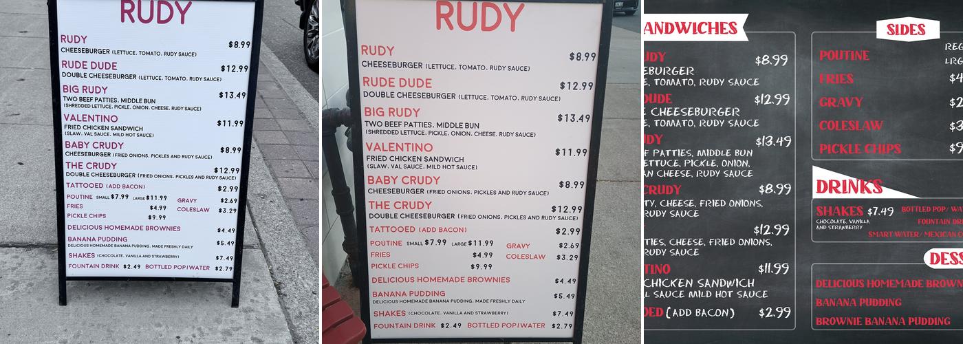 RUDY Menu