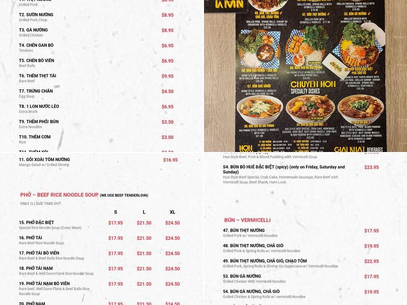 Pho Anh Vu Toronto Menu