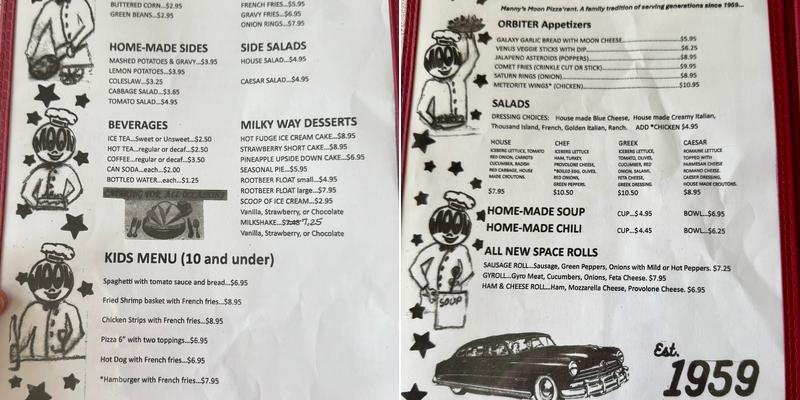 Manny’s Moon Pizza ‘Rant Menu