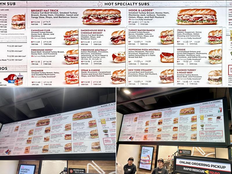 Firehouse Subs Vancouver UBC Menu